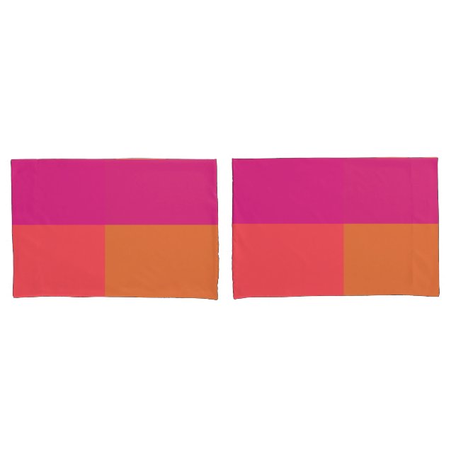 Hot Pink And Orange Color Blocks Pillow Case (Front-Set)