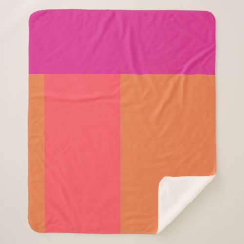 Hot Pink And Orange Color Blocks Sherpa Blanket