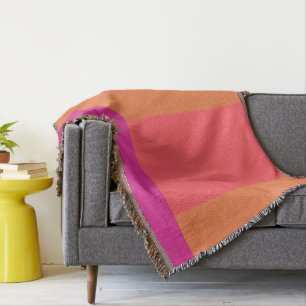 Hot Pink And Orange Color Blocks Throw Blanket