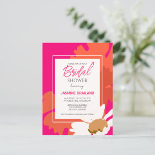 Hot Pink and Orange Daisy Abstract Floral Bridal Postcard