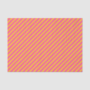Hot Pink and Orange Diagonal Striped Tissue Paper