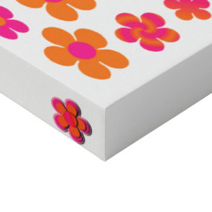 Hot Pink and Orange Floral  Faux Canvas Print