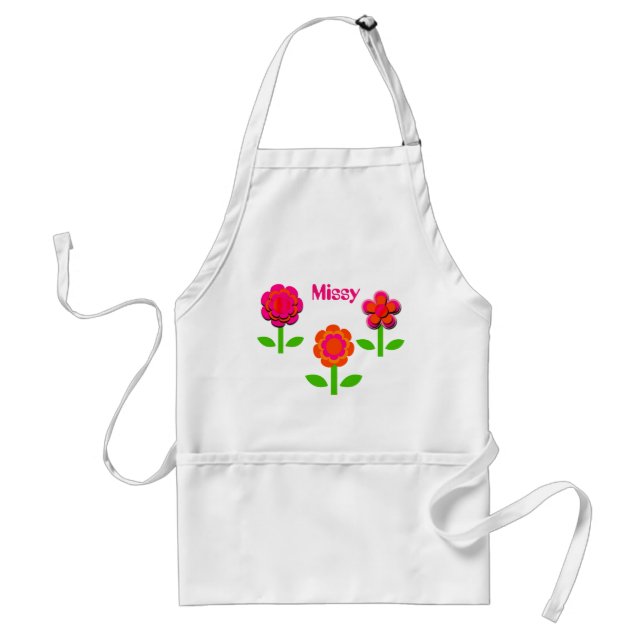 Hot Pink and Orange Flowers   Adult Apron (Front)