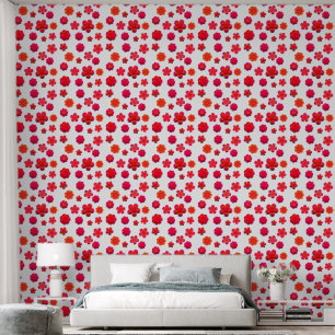 Hot Pink and Orange Flowers Wallpaper