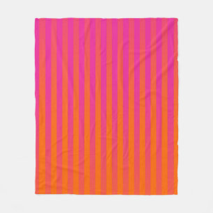Hot Pink and Orange Gradated Stripes Fleece Blanket