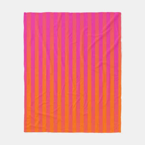 Hot Pink and Orange Gradated Stripes Fleece Blanket