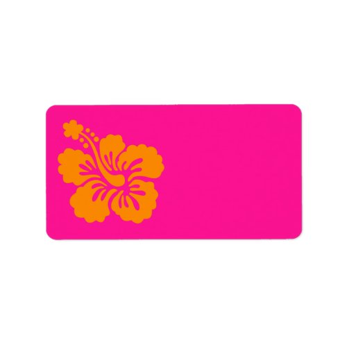 Hot Pink and Orange Hibiscus Flower Label