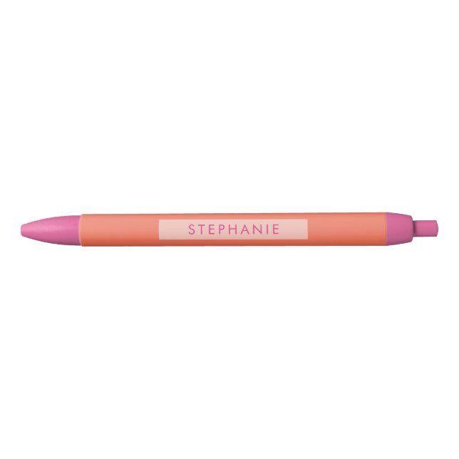 Hot Pink and Orange Modern Trendy Personalized pen (Front)