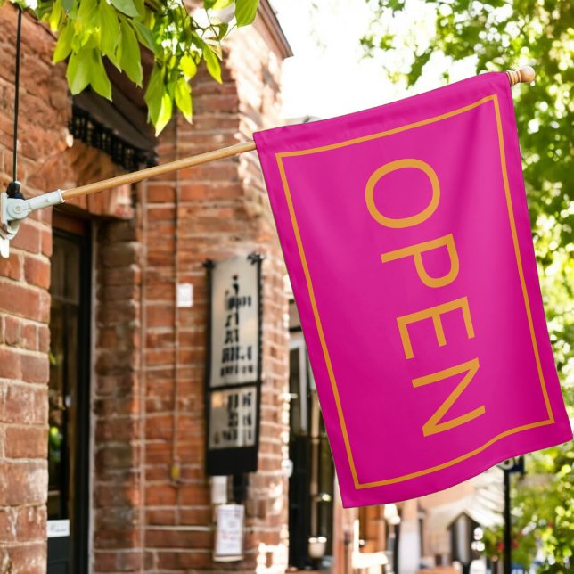 Hot Pink and Orange Open Sign Small Business Flag (Creator Uploaded)