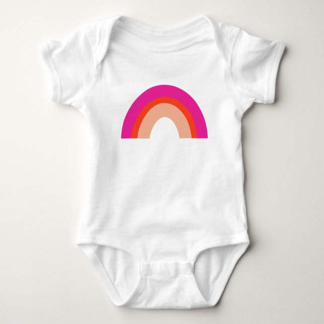 Hot Pink and Orange Rainbow Baby Bodysuit (Front)