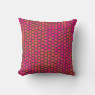 Hot Pink and Orange Scrolled Lace Throw Pillow