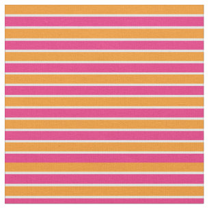 Hot Pink and Orange Stripe Fabric