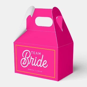 Hot Pink And Orange Team Bride Custom Favor Box by loralangdesign at Zazzle