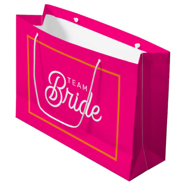 Hot Pink and Orange Team Bride Custom Gift Bag