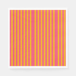 Hot Pink and Orange Vertical Stripes Pattern Napkins