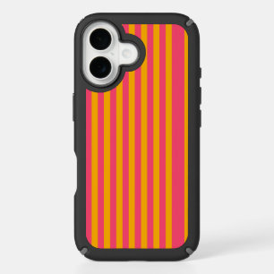 Hot Pink and Orange Vertical Stripes Pattern iPhone 16 Case