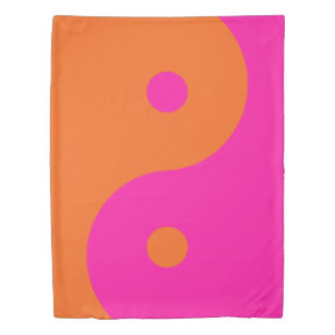 Hot Pink And Orange Yin Yang Duvet Cover