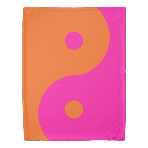Hot Pink And Orange Yin Yang Duvet Cover
