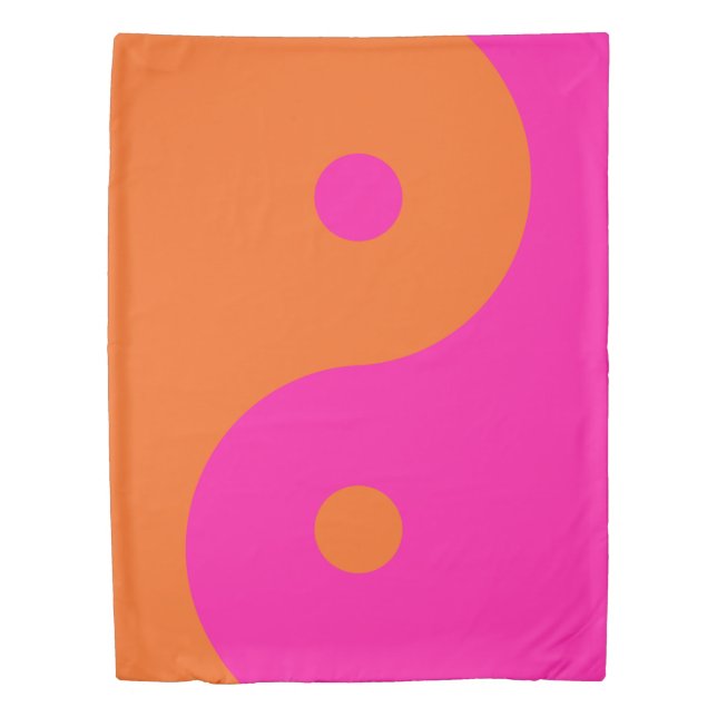 Hot Pink And Orange Yin Yang Duvet Cover (Front)