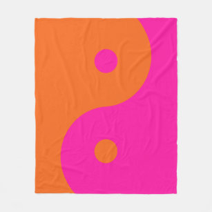 Hot Pink And Orange Yin Yang Fleece Blanket