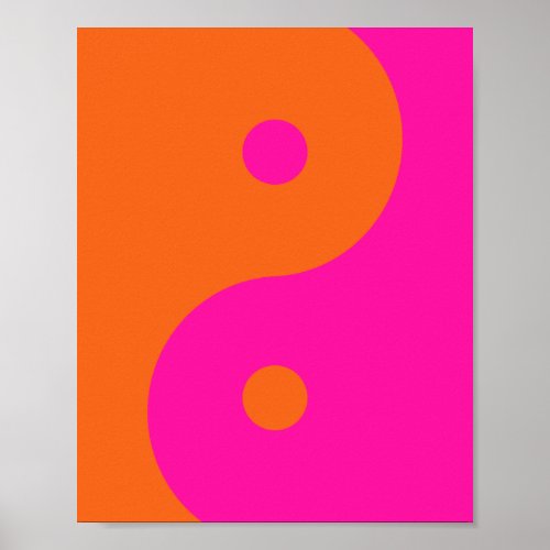 Hot Pink And Orange Yin Yang Poster