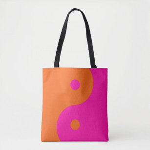 Hot Pink And Orange Yin Yang Tote Bag