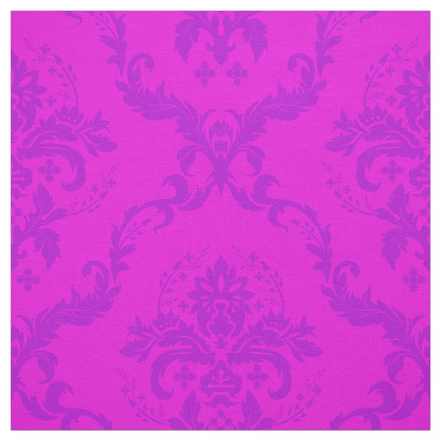 Hot Pink And Pink Floral Damasks Fabric (Swatch)