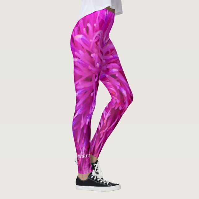 Hot Pink and Purple Abstract, Personalized Name Leggings (Right)