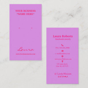 Hot Pink and Purple Add your logo earring display Business Card