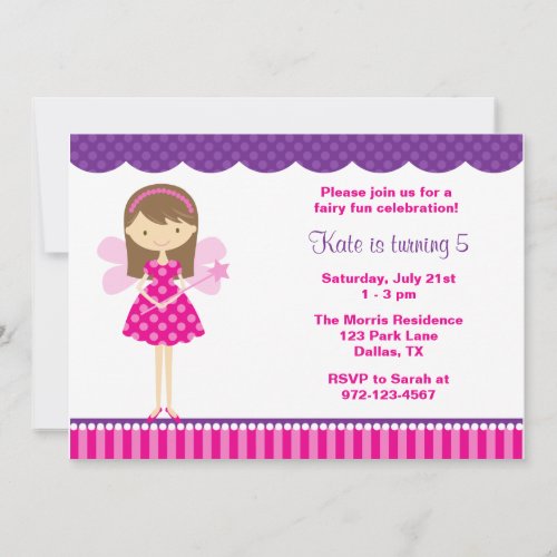 Hot Pink and Purple Fairy Invitation