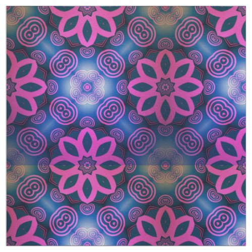 Hot Pink and Purple Floral Geometric Pattern Fabric