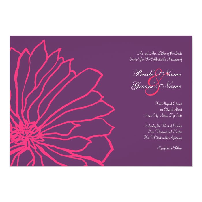 Hot Pink and Purple Floral Wedding Invitation