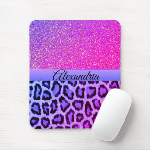 Hot Pink and Purple Glam Leopard Mouse Pad