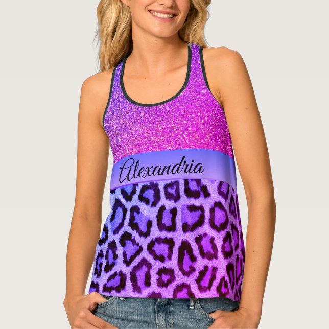 Hot Pink and Purple Glam Leopard Tank Top (Front)