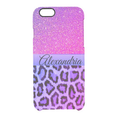 Hot Pink and Purple Glam Leopard Clear iPhone 66S Case