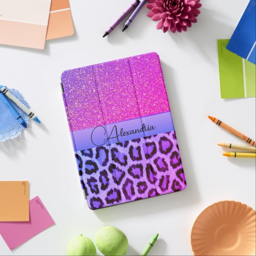 Hot Pink and Purple  Leopard Glitter Custom iPad Air Cover