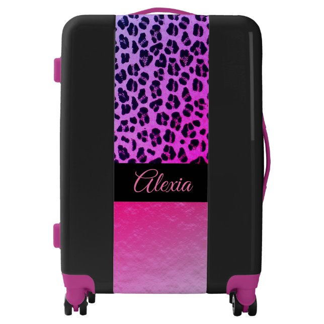  Hot Pink and Purple Leopard Luggage (Front)