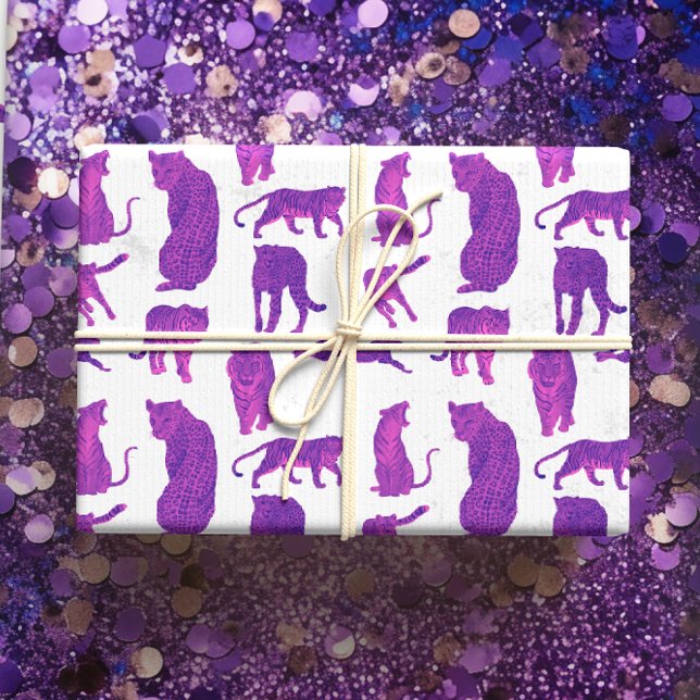 Hot Pink and Purple Lions, Tigers Wrapping Paper Sheets (Creator Uploaded)