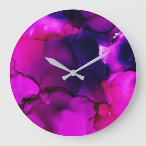 Hot Pink and Purple Modern Abstract Large Clock