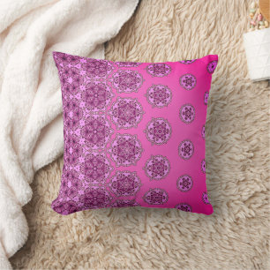 Hot pink and purple pattern throw pillow