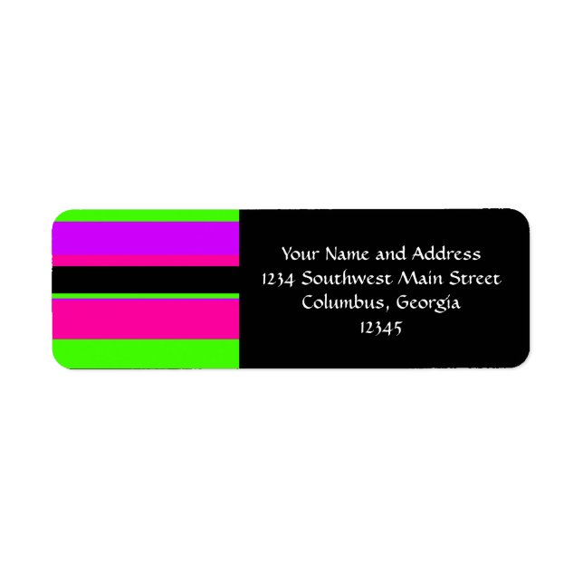 Hot Pink and Purple Tonal Stripes Modern Design Label (Front)