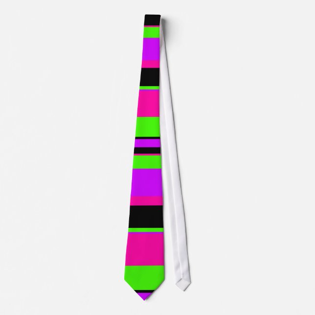 Hot Pink and Purple Tonal Stripes Modern Design Neck Tie (Front)