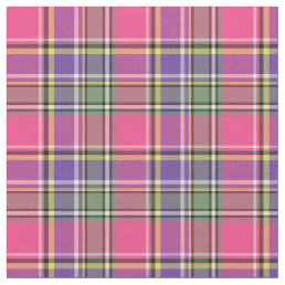 Hot Pink and Purple Vintage Plaid Fabric