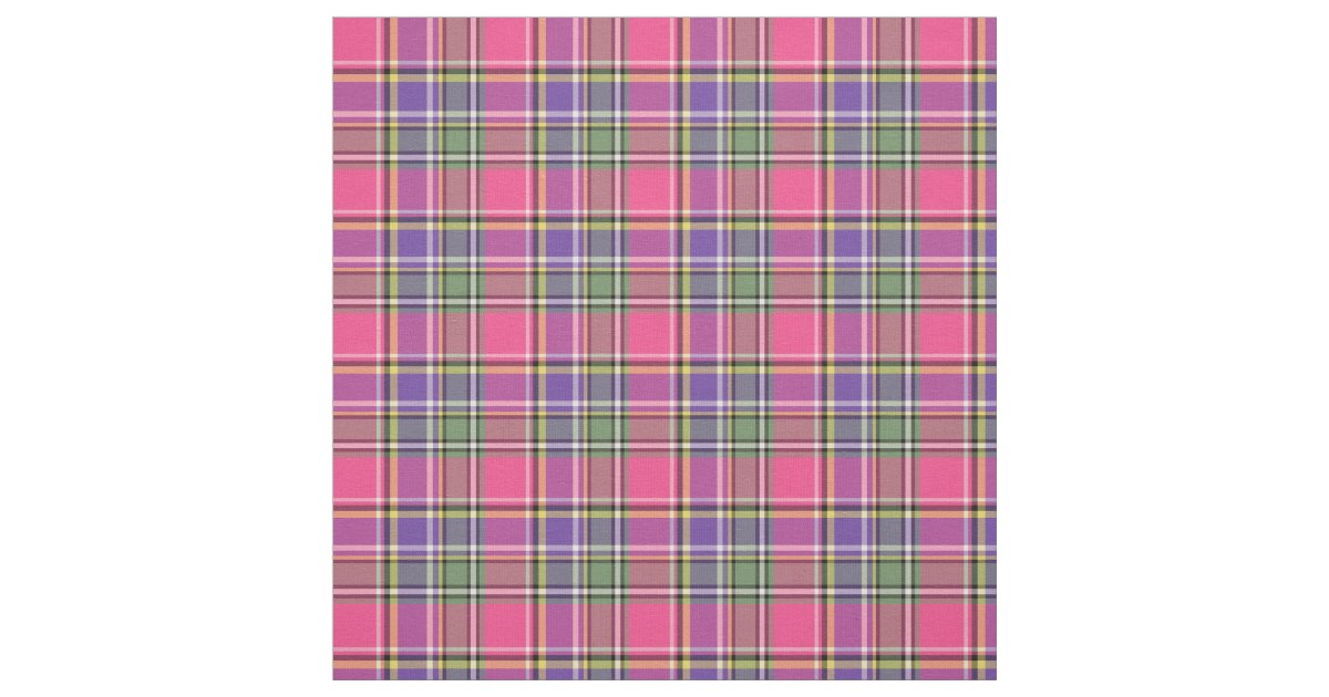 Hot Pink and Purple Vintage Plaid Fabric | Zazzle