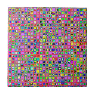 Hot Pink And Rainbow Colors Mosaic Tiles Pattern