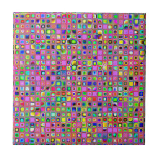 Hot Pink And Rainbow Colors Mosaic Tiles Pattern