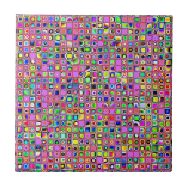 Hot Pink And Rainbow Colors Mosaic Tiles Pattern (Front)