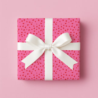Hot Pink and Red Floral Wrapping Paper
