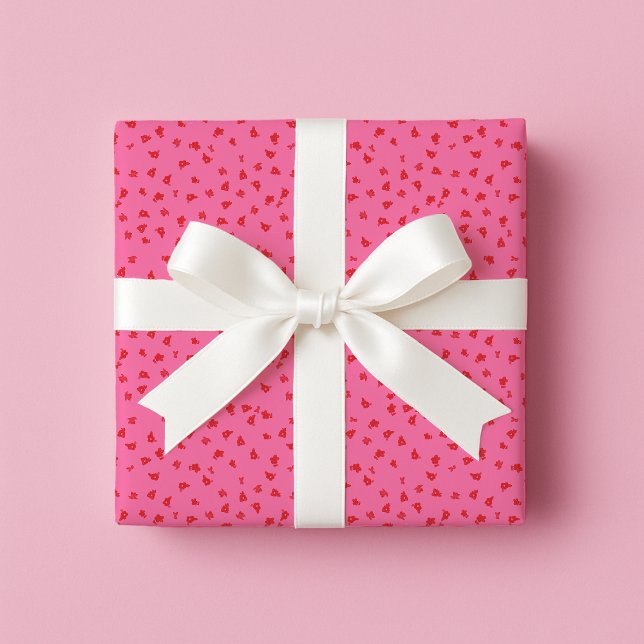 Hot Pink and Red Floral Wrapping Paper (Everyday Gifting)