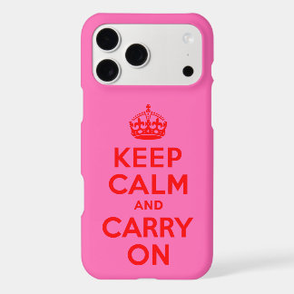 Hot Pink and Red Keep Calm and Carry On iPhone 17 Pro Max Case